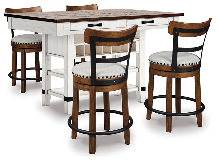 Valebeck Counter Height Dining Table and 4 Barstools