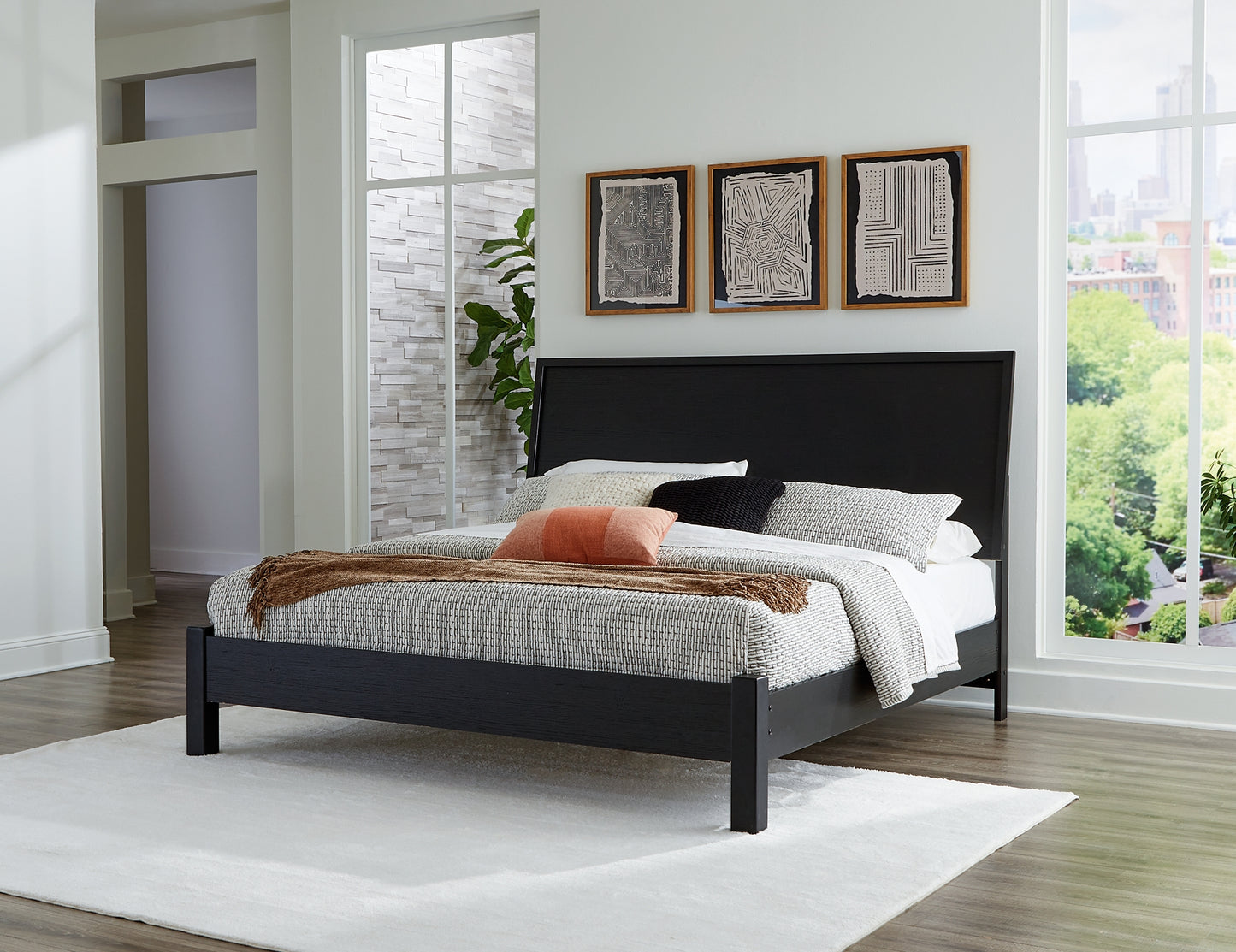 Danziar King Panel Bed with Mirrored Dresser