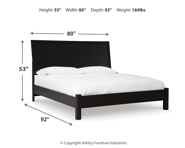 Danziar King Panel Bed with Mirrored Dresser