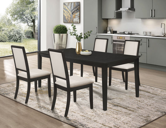 Louise 5-piece Rectangular Extension Leaf Dining Set Black