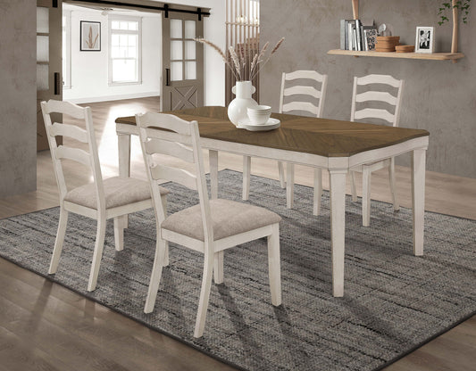 Ronnie 5-piece Rectangular Dining Table Set Rustic Cream