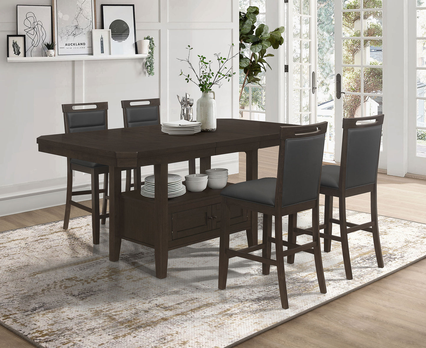 Prentiss 5-piece Butterfly Leaf Dining Table Set Cappuccino