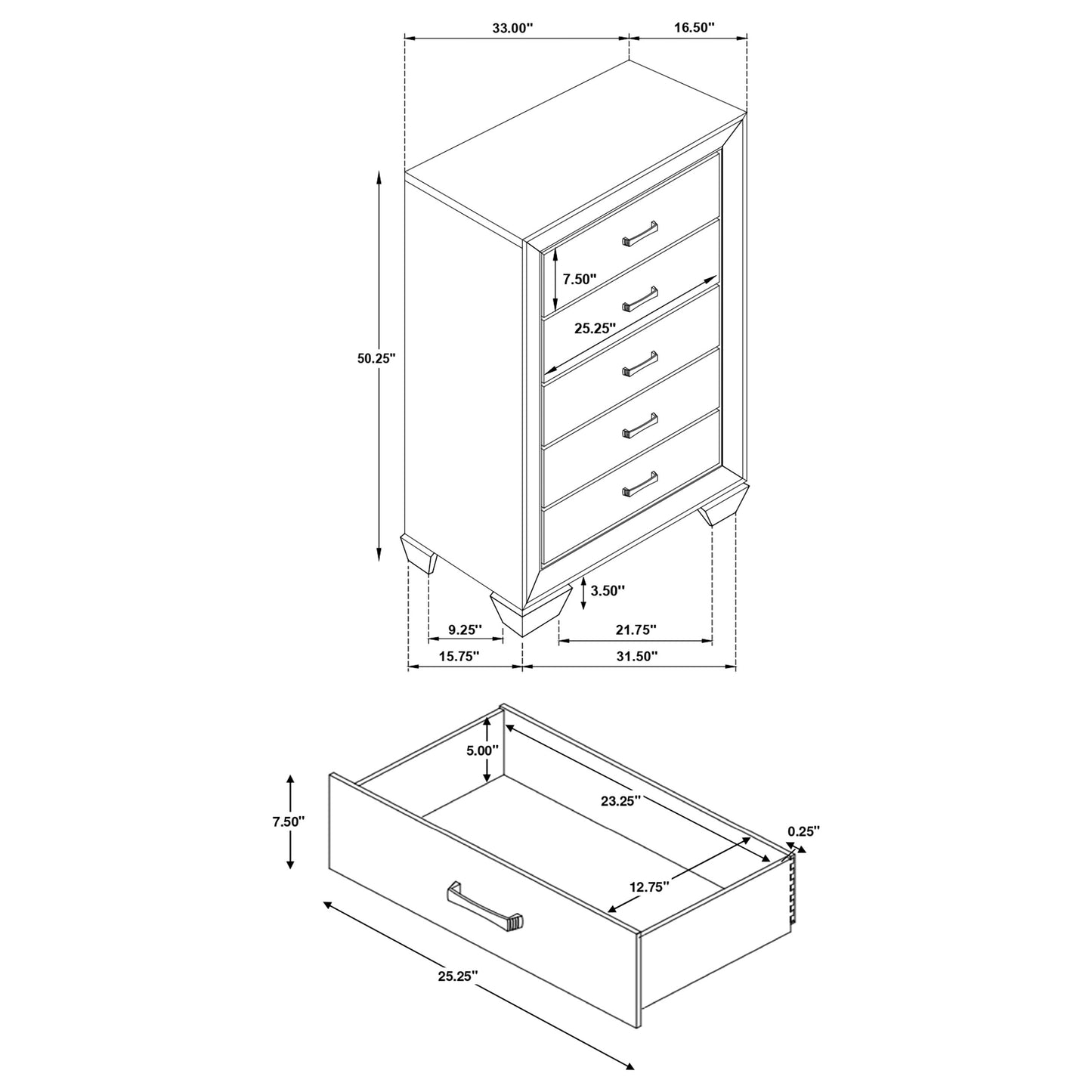 Kauffman 5-drawer Bedroom Chest Dark Cocoa