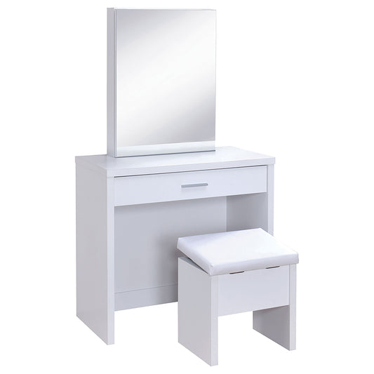 Harvey Vanity Set with Lift-Top Stool White