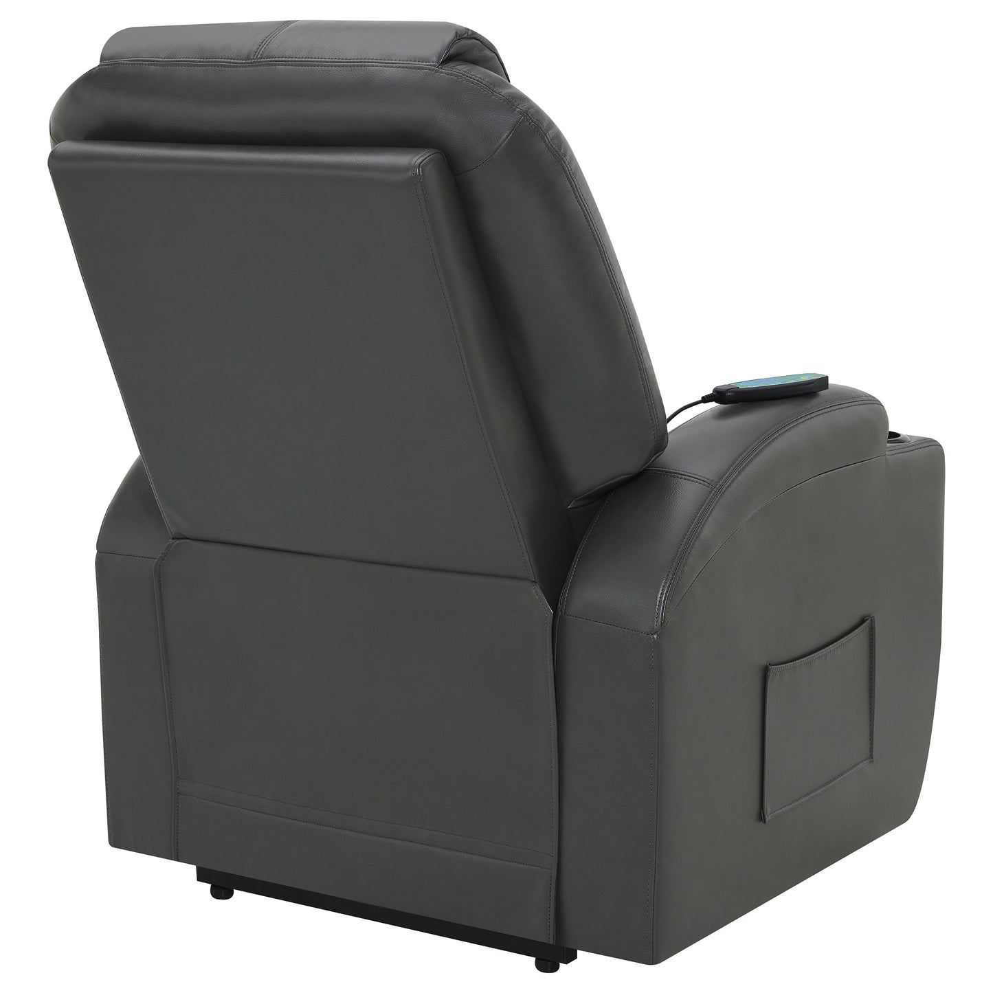 Sanger Upholstered Power Lift Massage Recliner Charcoal Grey