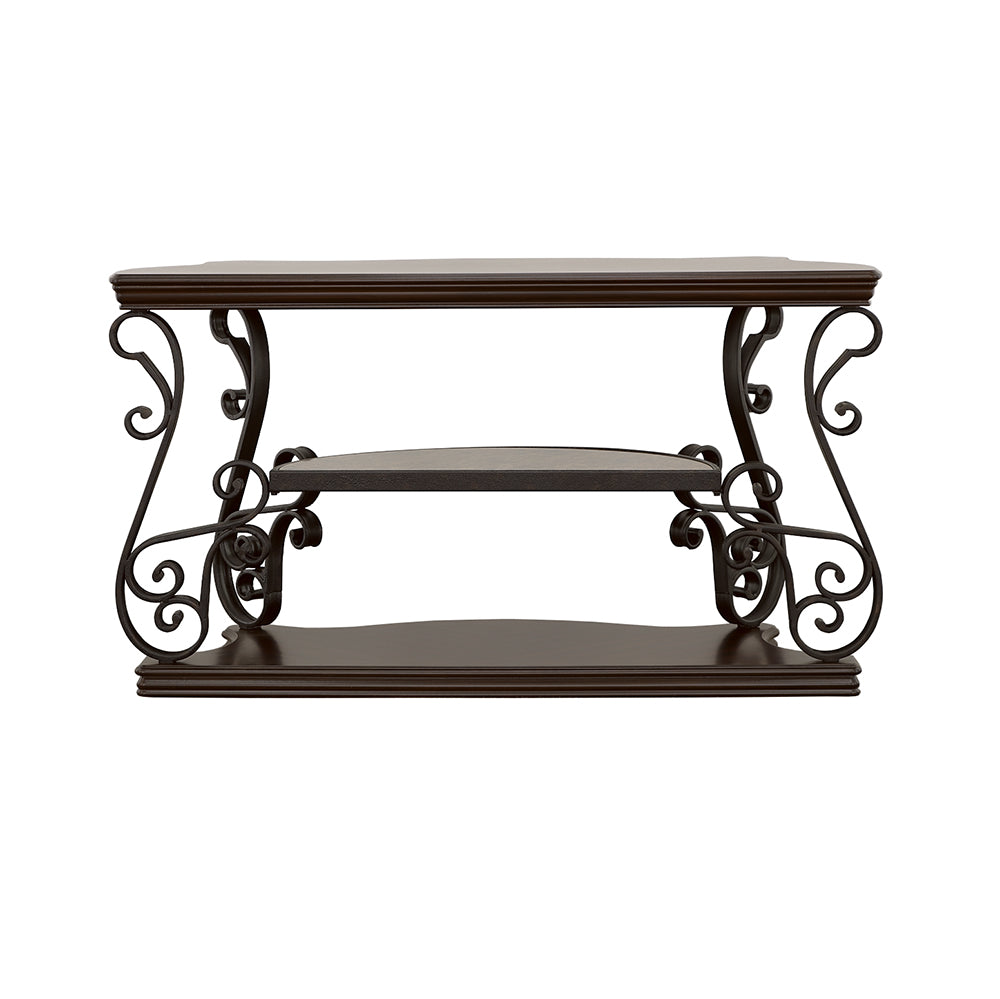 Laney Scrollwork Entryway Sofa Console Table Deep Merlot