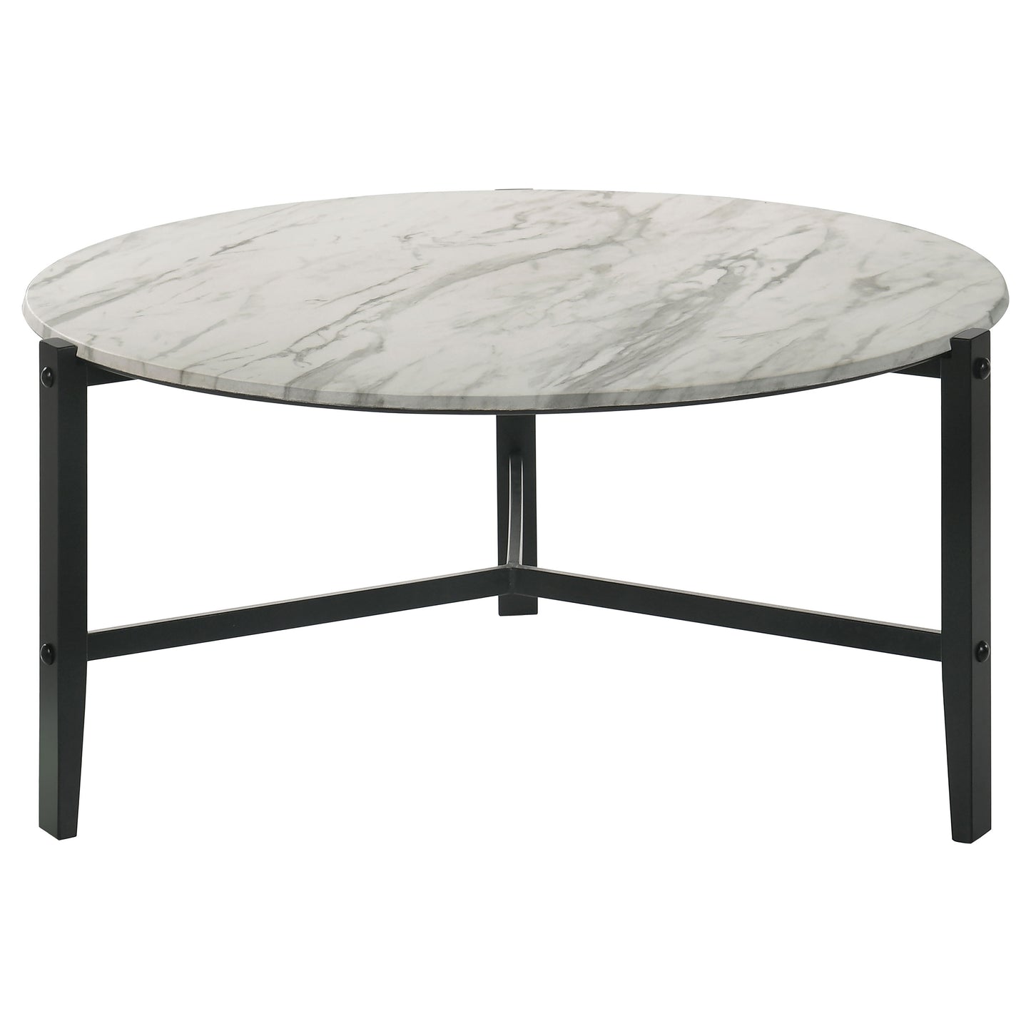 Tandi Round Faux Marble Coffee Table White and Black