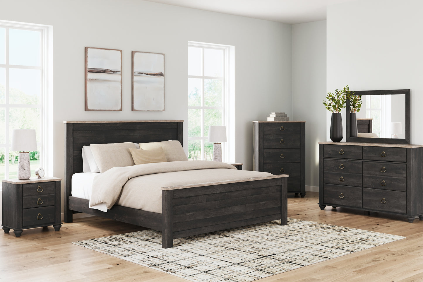 Nanforth King Panel Bed with Dresser