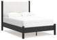 Cadmori Full Upholstered Panel Bed with Mirrored Dresser and 2 Nightstands