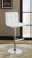 Lenny Upholstered Adjustable Bar Stool White (Set of 2)