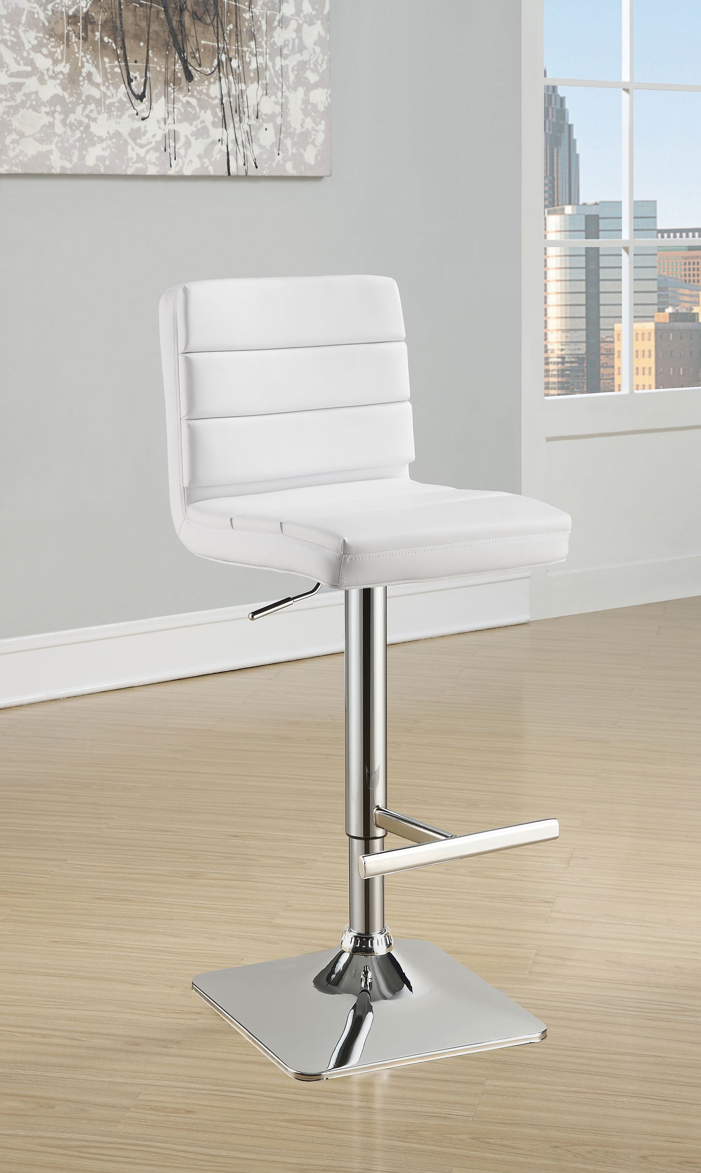 Bianca Upholstered Adjustable Bar Stool White (Set of 2)