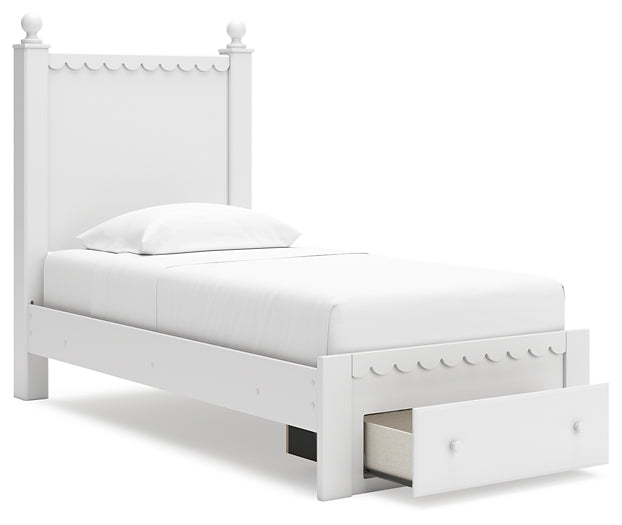 Mollviney Twin Panel Storage Bed with Mirrored Dresser