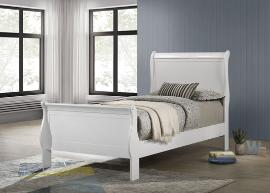 Louis Philippe 47-inch Twin Sleigh Panel Bed White