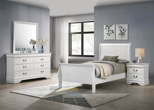 Louis Philippe 4-piece Twin Bedroom Set White