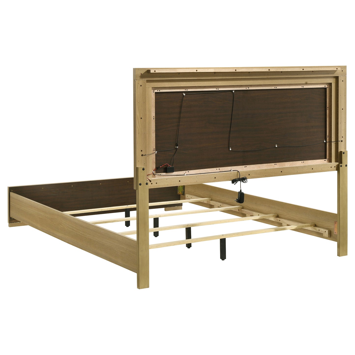 Hyland Wood Queen LED Panel Bed Natural and White