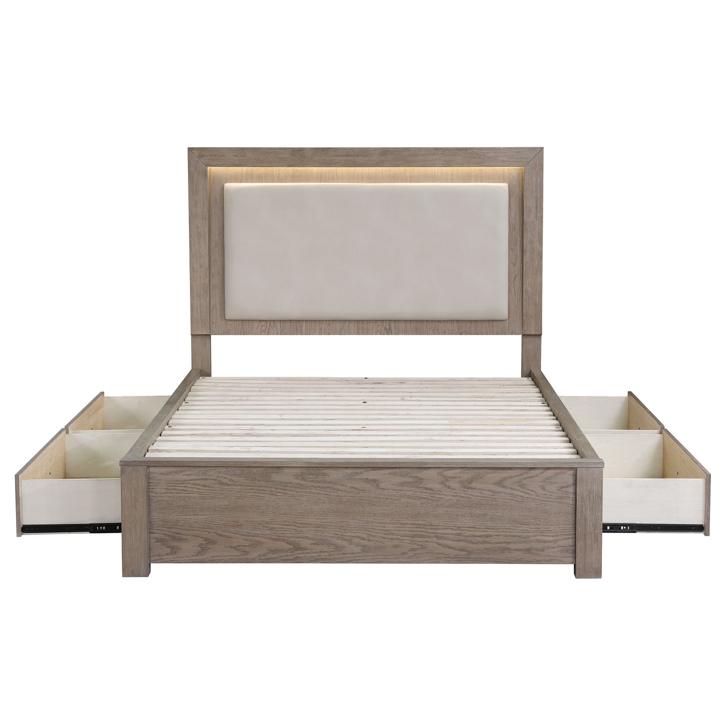 Kenora 56-inch Queen LED Storage Bed Barley Brown