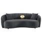 Brookside Velvet Upholstered Curved Sofa Dark Grey