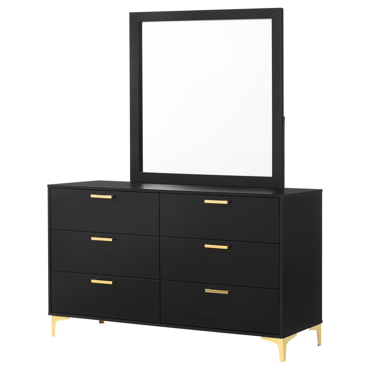 Kendall 6-drawer Dresser with Mirror Black