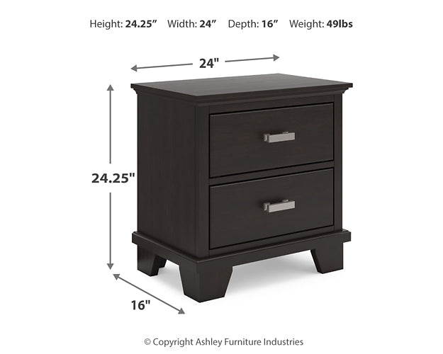 Covetown Twin Panel Bed with Mirrored Dresser, Chest and Nightstand