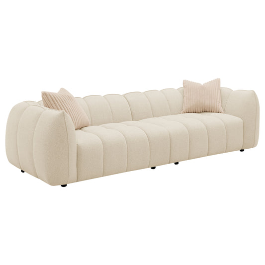 Winchester Boucle Upholstered Extra Long Sofa Sand Pebble