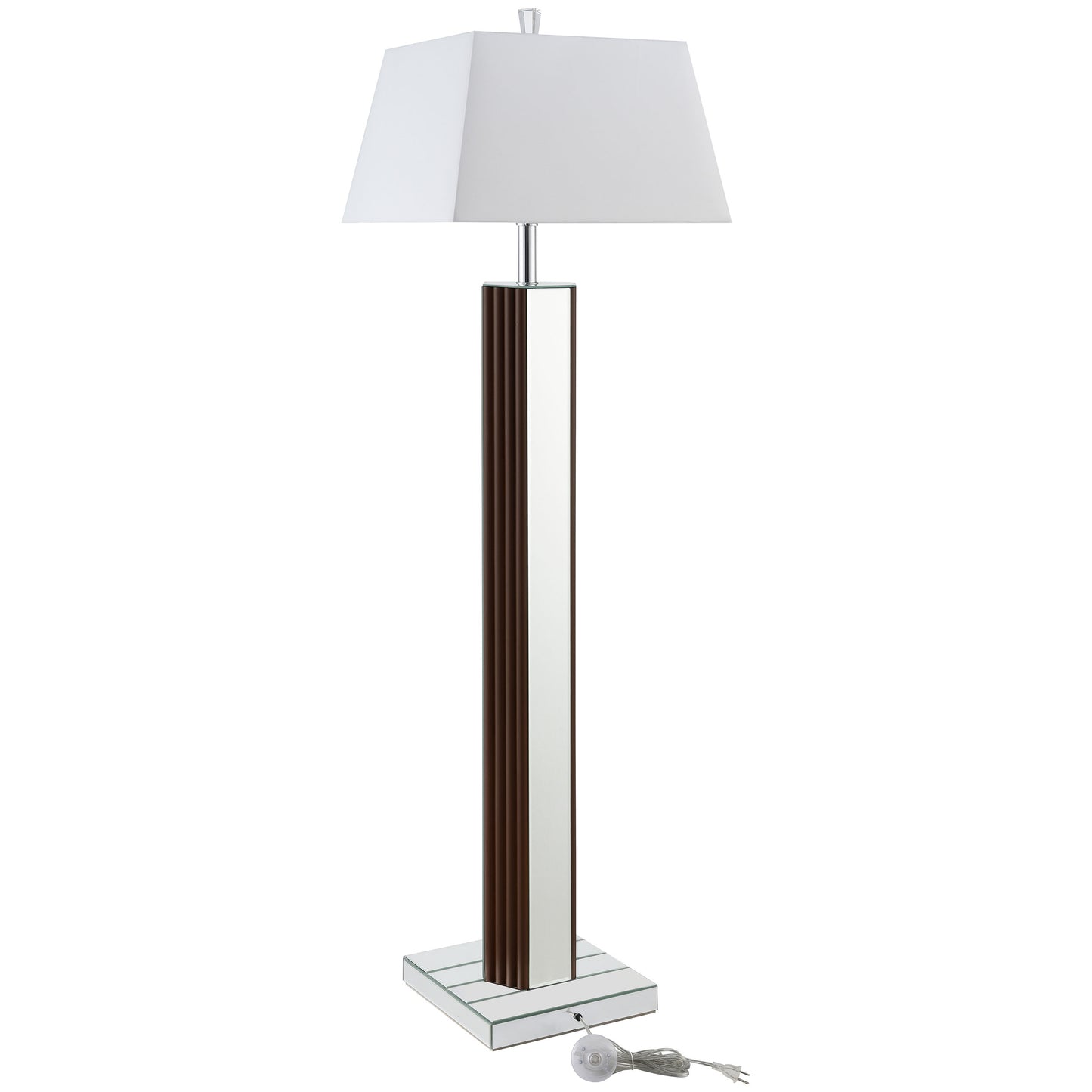 Elena 67-inch Square Tapered Mirrored Floor Lamp Brown