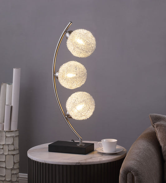 Claudia 30-inch Woven Spherical Metal Table Lamp Black