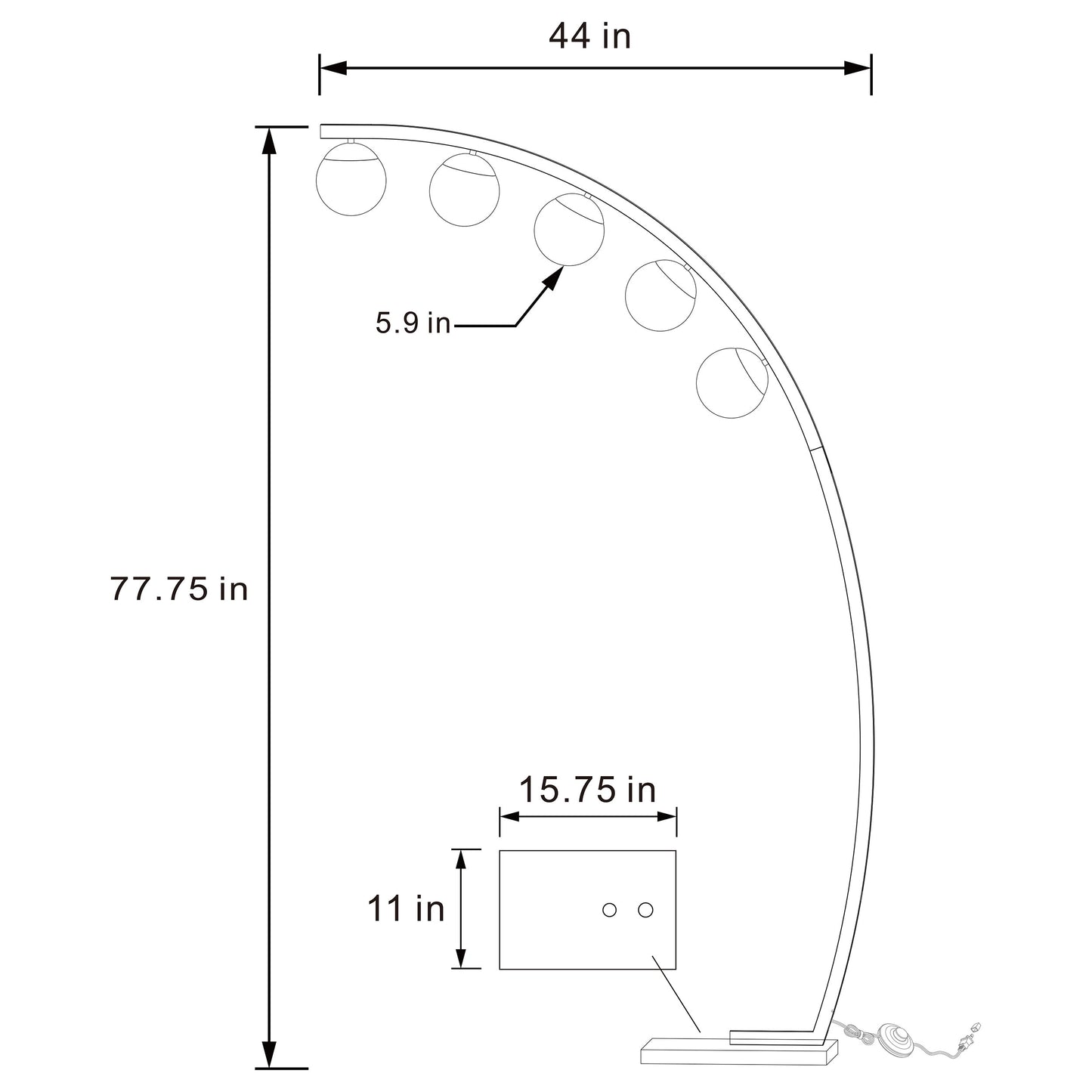 Cody 78-inch Spherical 5-light Arc Metal Floor Lamp Black