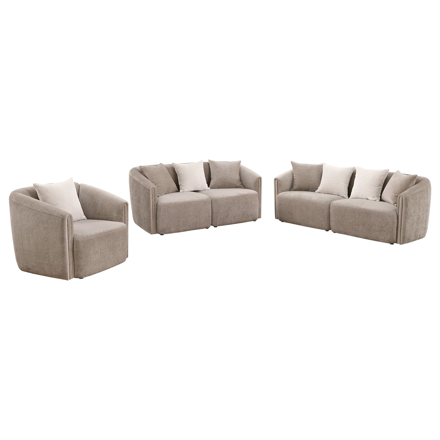 Townsend 3-piece Chenille Upholstered Sofa Set Latte