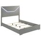 Ives Queen Panel Bed LED Headboard Grey High Gloss