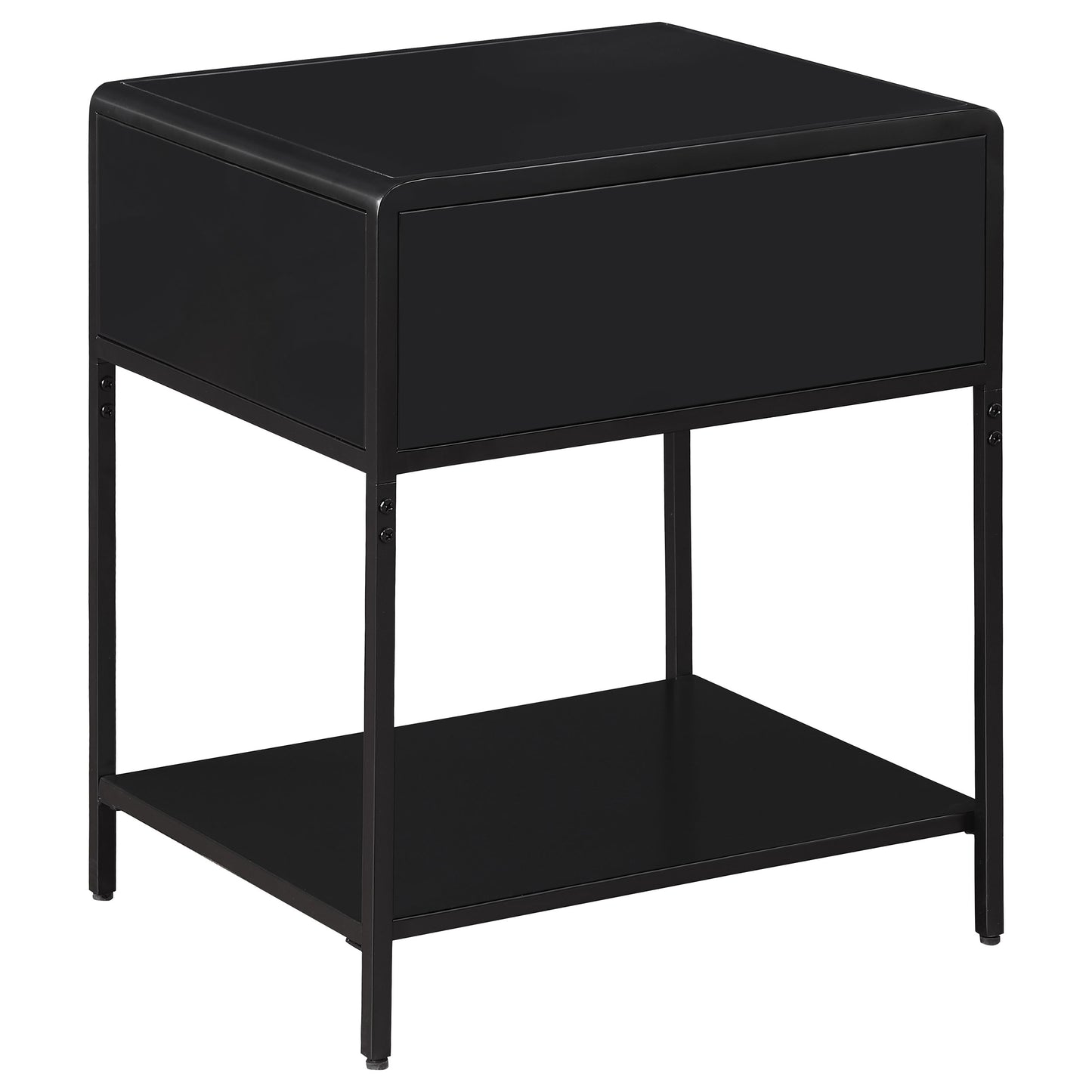 Amherst 1-drawer Radio Weave Cane Metal Bedside Table Black