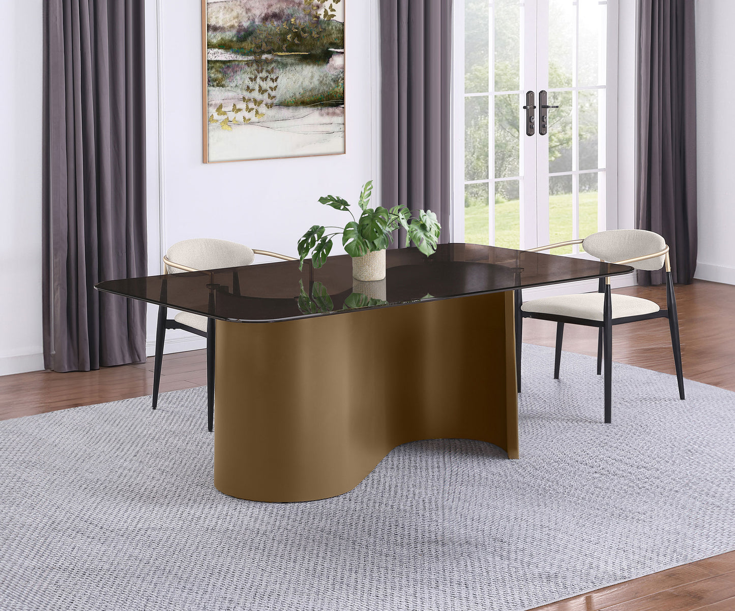 Edson 72-inch Rectangular Glass Top Dining Table Bronze