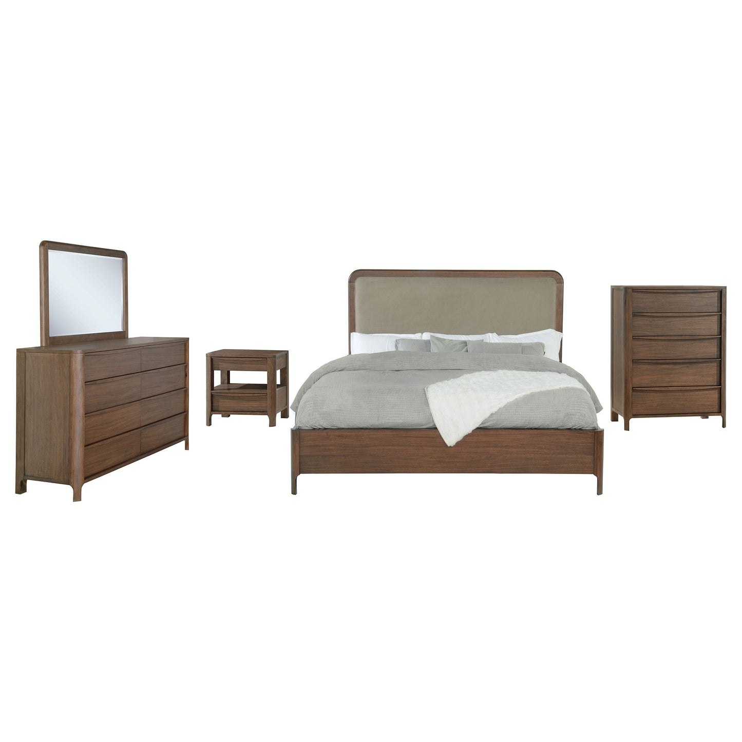 Maderia 5-piece Eastern King Bedroom Set Walnut