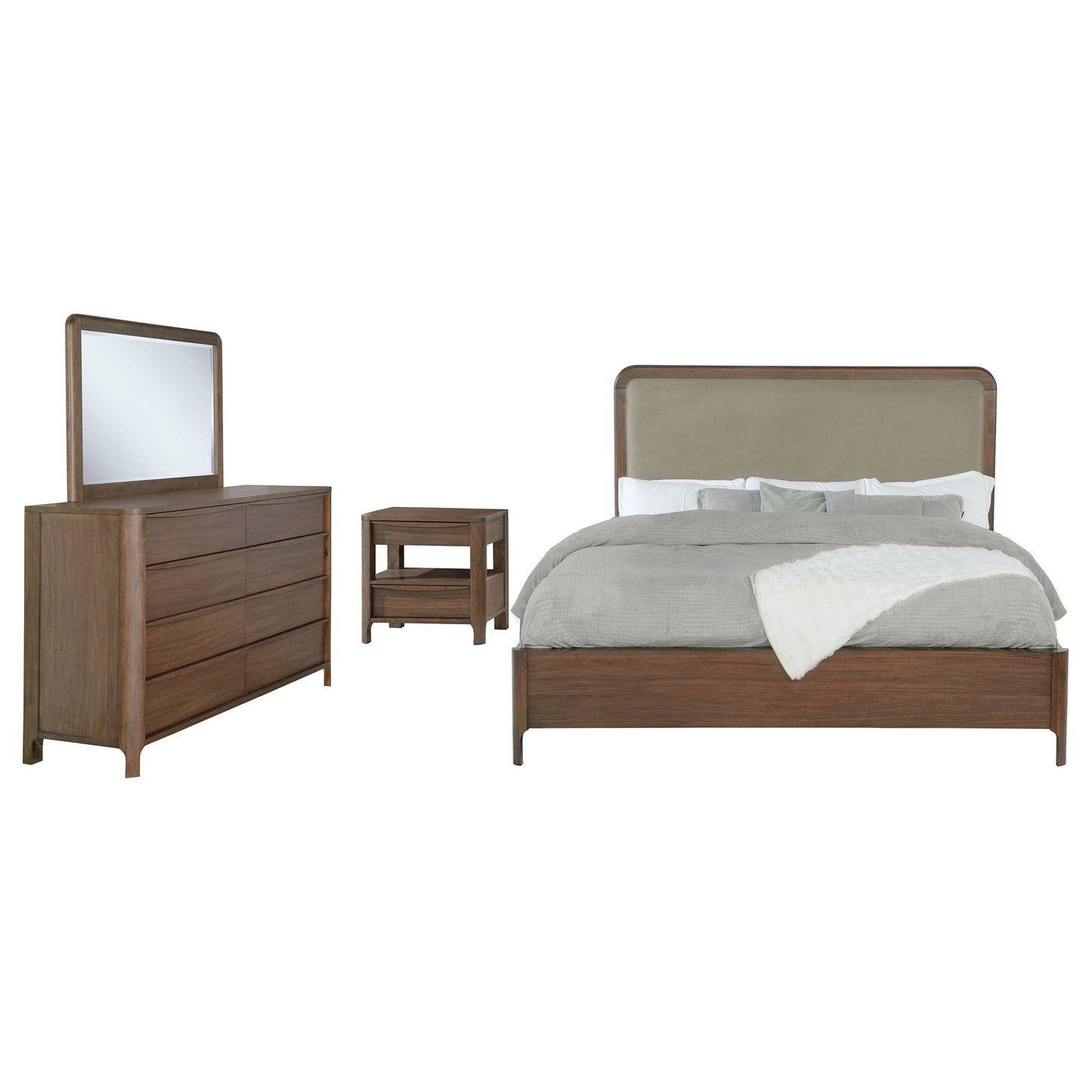 Maderia 4-piece California King Bedroom Set Walnut