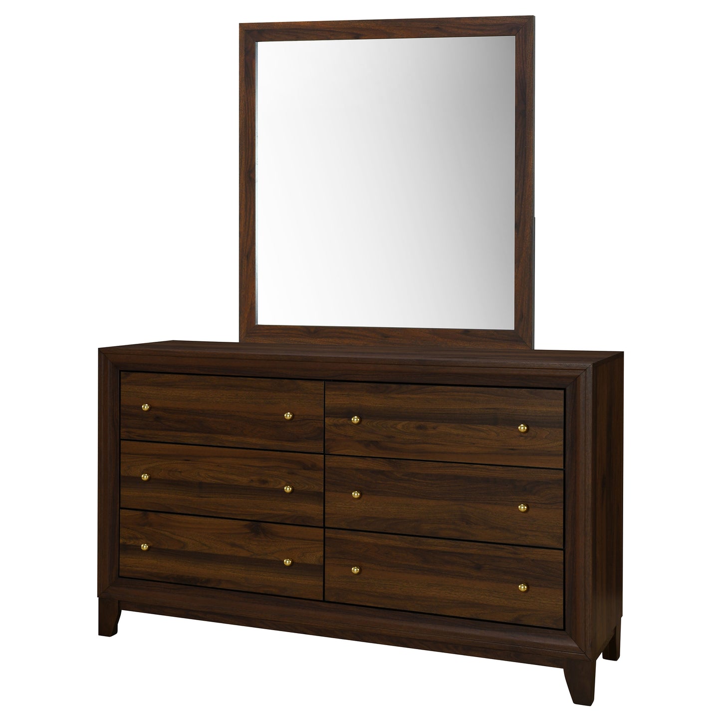 Welsley 6-drawer Dresser and Mirror Walnut