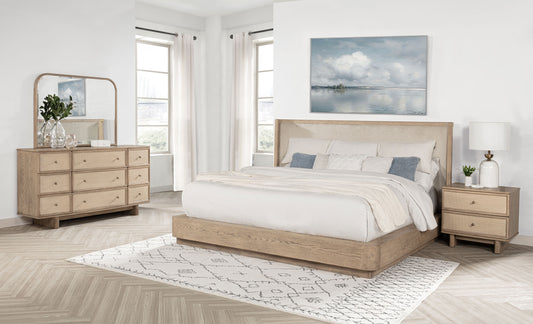 Kailani 4-piece Eastern King Bedroom Set Beige Oak