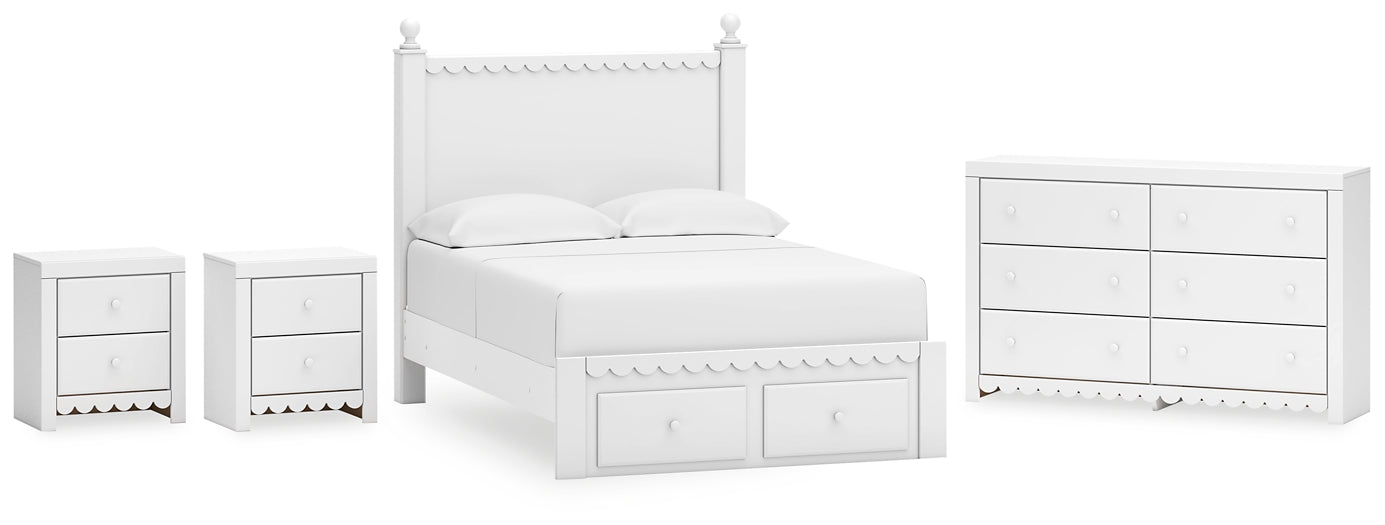 Mollviney Full Panel Storage Bed with Dresser and 2 Nightstands