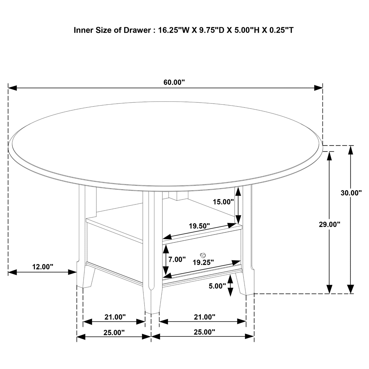 Twyla 60-inch Round Dining Table with Drawer Dark Cocoa