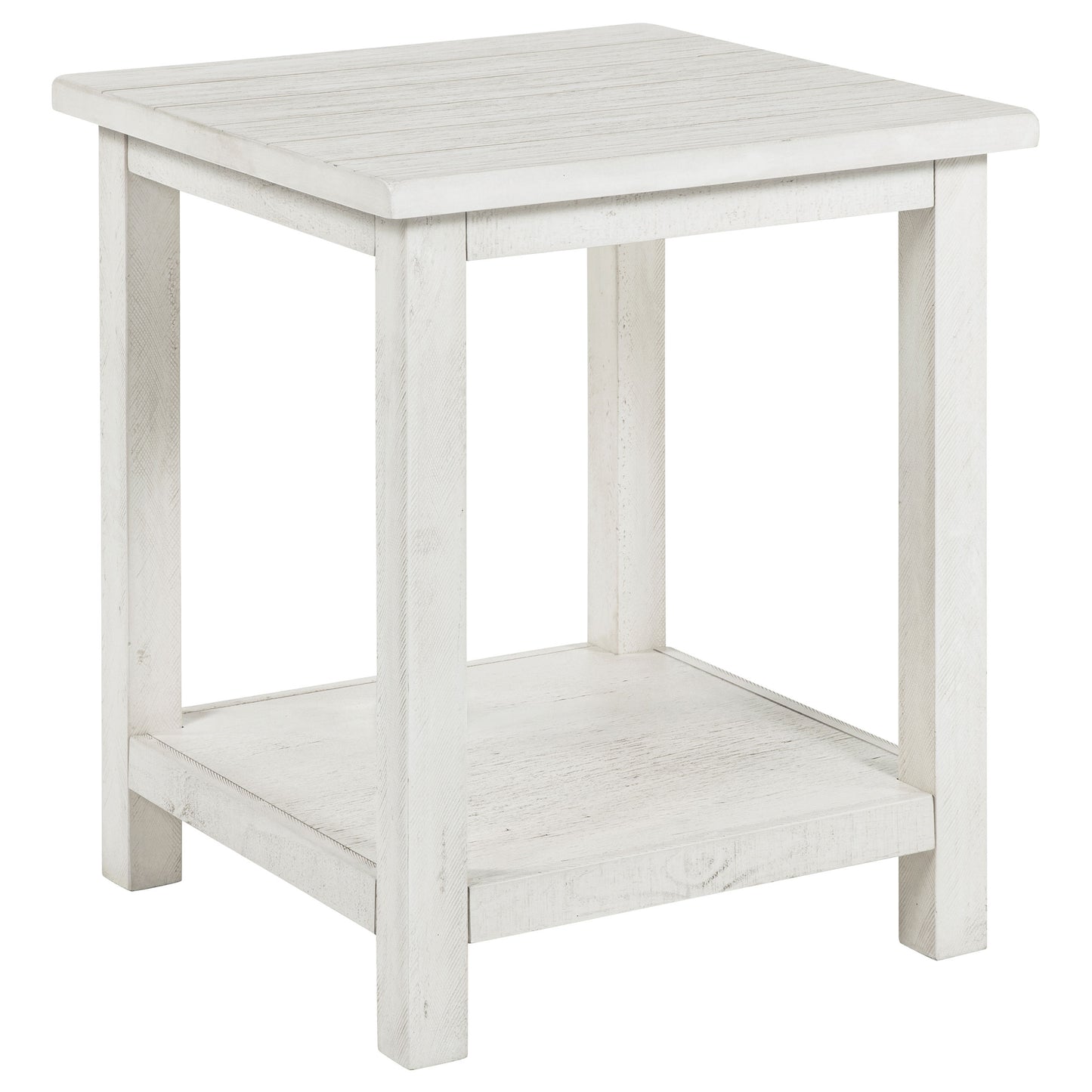 Payne Wood End Table with Shelf Distressed White