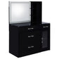 Flora 2-drawer Vanity Set with LED Mirror Black High Gloss