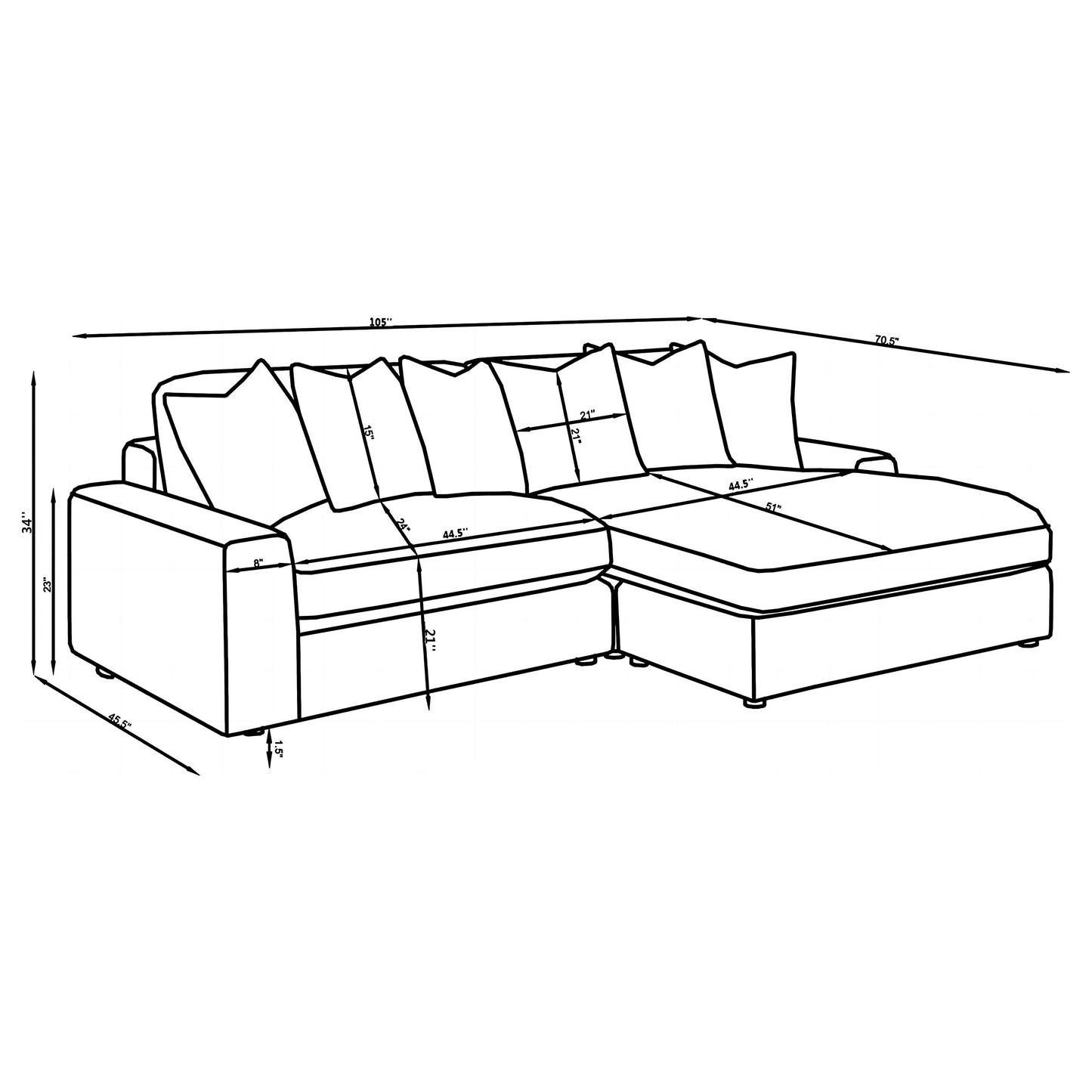 Blaine Upholstered Reversible Chaise Sectional Sofa Sand