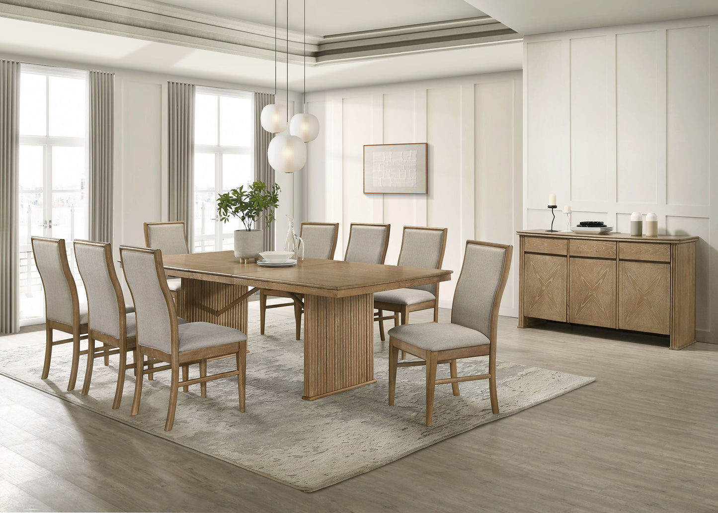 Adina 10-piece Extension Dining Set Distressed Light Brown