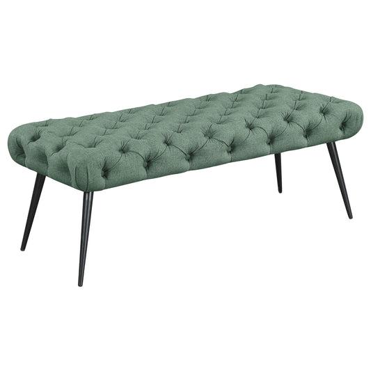 Ella Upholstered Tufted Bench Metal Legs Teal