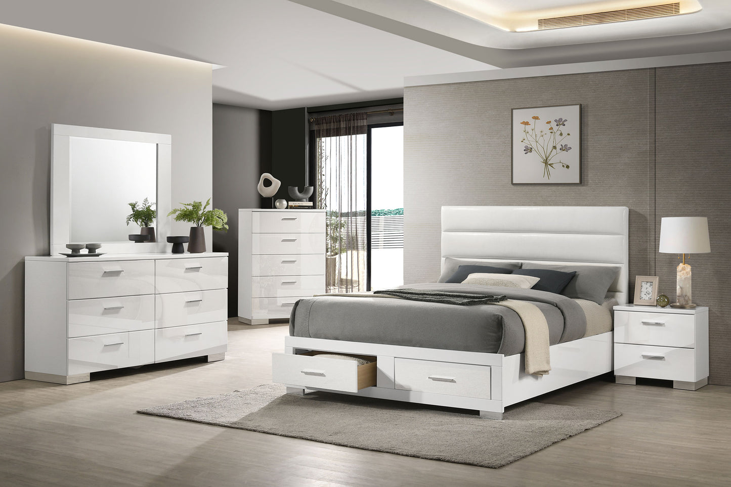 Felicity 5-piece Queen Platform Bedroom Set White