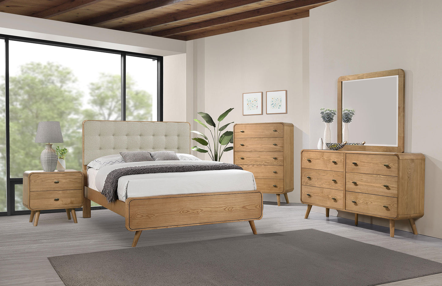 Robyn 6-drawer Dresser with Mirror Light Ash