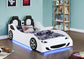 Cruiser Wood Twin LED Race Car Bed and 7-inch Mattress White