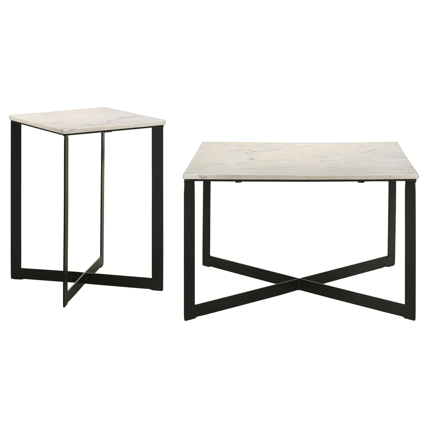 Tobin 2-piece Marble Top Coffee and End Table Set White