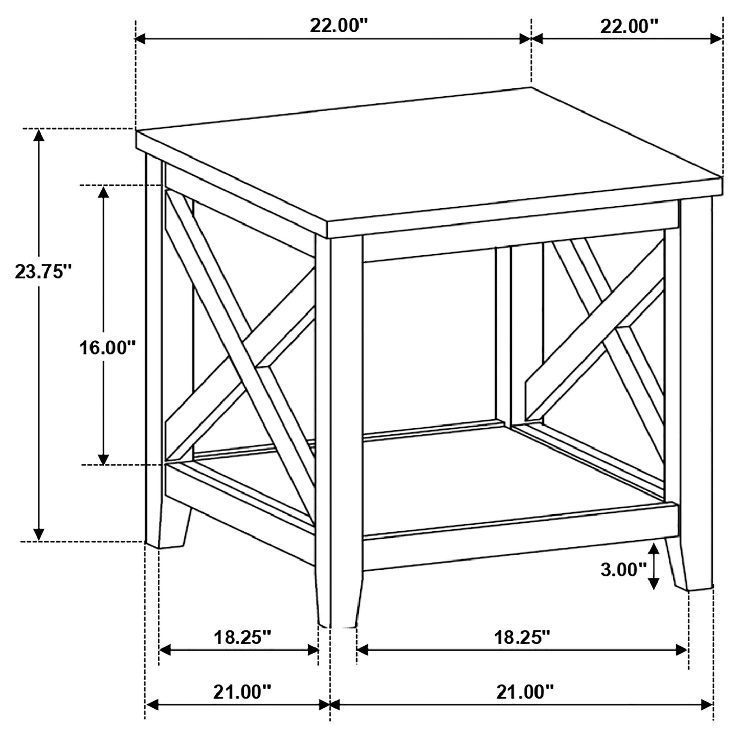 Hollis 3-piece Square Coffee and End Table Set White