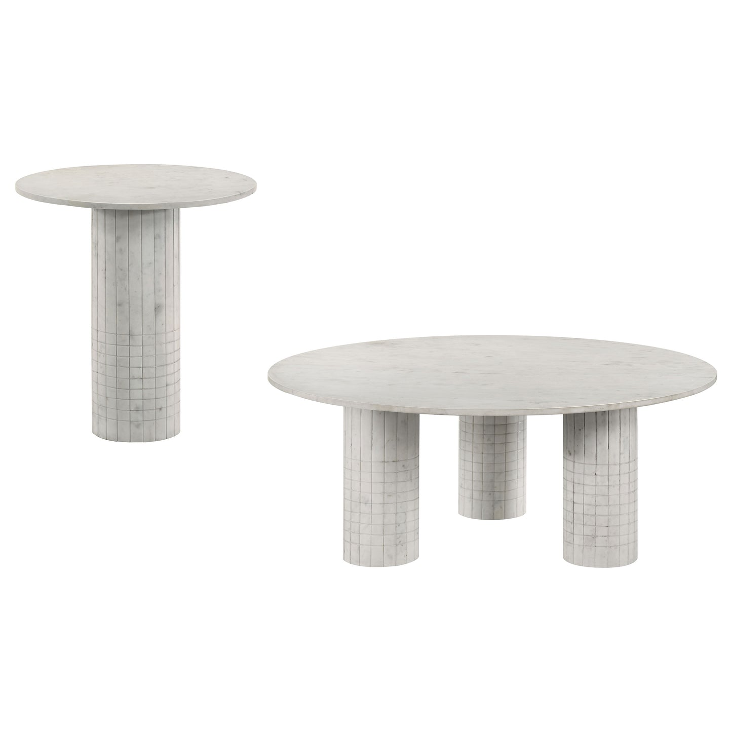 Astoria 2-piece Marble Coffee and End Table Set White