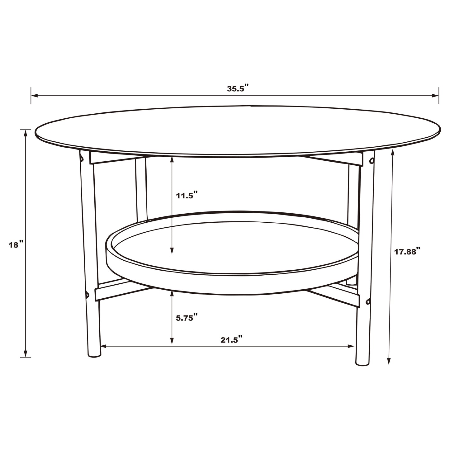 Delfin 3-piece Round Coffee and End Table Set Brown