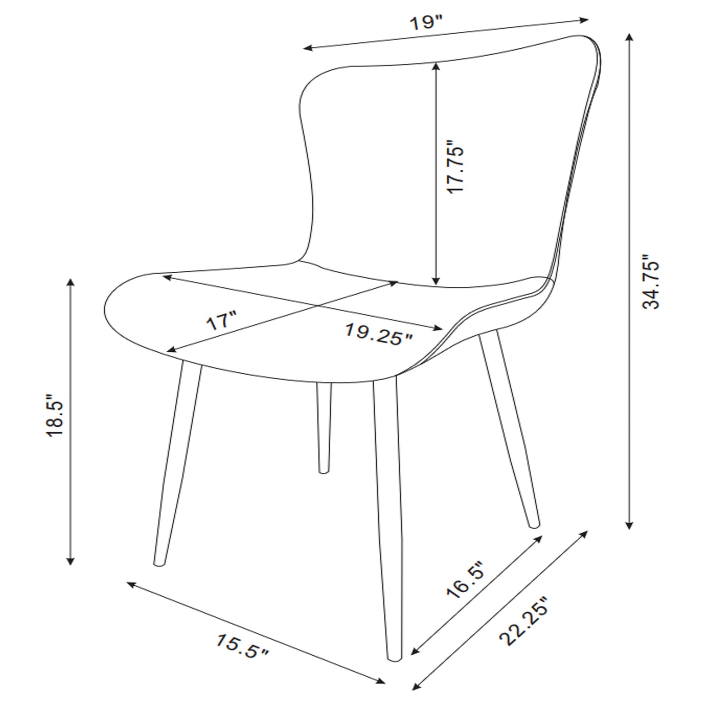 Horizon Upholstered Dining Side Chair Warm Grey (Set of 2)